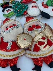 lot 287 image: Charming Handmade Sequin and Felt Christmas Ornaments