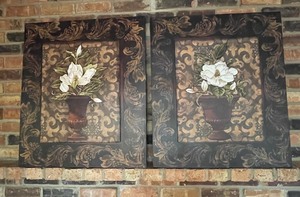 lot 270 image: 2 Canvas Floral Wall Hangings