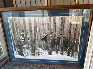 lot 331 image: Lot of 2 oversized artwork outdoors artwork Moose Fall Trees