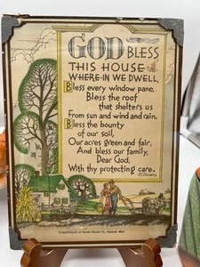 lot 317 image: Vintage 1930s framed art, Art Deco trinket box, brass letter holder and more