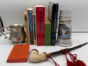 lot 319 image: Norwegian Books, Stein, European Pipe and Pewter Mug