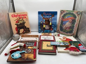 lot 390 image: Christmas Book, Mickey Mouse Christmas Carols Watch, Tin Molds and misc