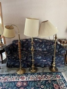lot 398 image: 3 Floor Lamps Two are Brass