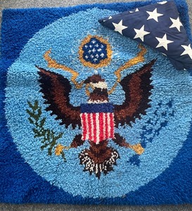 lot 444 image: Valley Forge Brand American Flag and Latch Hook Eagle Emblem Rug
