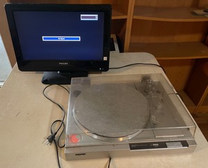 lot 454 image: Phillips Flat Screen TV and Sony Record Player