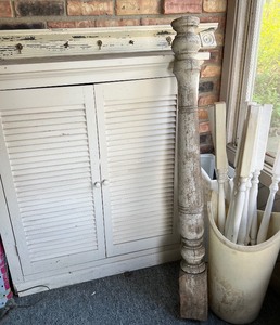 lot 336 image: White Shutter Door Handmade Cabinet, Spindles
