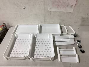 lot 470 image: 4-Tier Rolling Cart, Kitchen Storage Organizer with Plastic Shelf & Metal Wheels