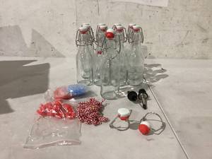 lot 261 image: LOT OF 15 2 oz Swing Top Glass Bottles,Flip Top Mini Beer Brewing Bottles With Airtight Caps
