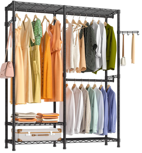 lot 15 image: Heavy Duty Garment Rack, Metal Closet Organizers and Storage, Wardrobe Clothing Racks for Hanging Clothes
