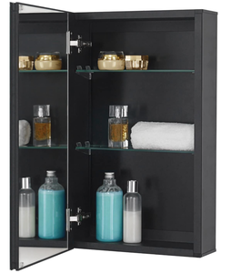 lot 20 image: Medicine Cabinet Mirror Size, Recessed or Surface Mount, Black Aluminum Bathroom Wall Cabine