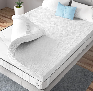 lot 62 image: 3 Inch Gel Memory Foam Mattress Topper Queen, Plush Foam Mattress Toppe
