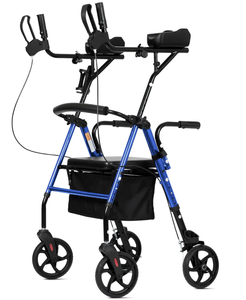 lot 67 image: ELENKER Upright Walker, Stand Up Rollator Walker with Padded Seat and Backrest
