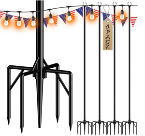 lot 71 image: LOT OF 4  String Light Poles, Light Poles for Outside String Lights, 9FT String Light Poles for Outside