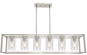 lot 82 image: VINLUZ Modern Chandeliers 6 Light Brushed Nickel Dining Room Lighting Fixtures