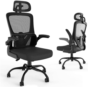 lot 93 image: Home Office Desk Chairs Ergonomic Chair with Lumbar Support Flip Up Arms Mesh