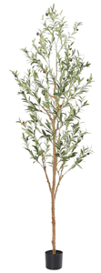 lot 100 image: Olive Tree Artificial 7 Feet Tall, Fake Indoor Tree, Faux Decorative Tree
