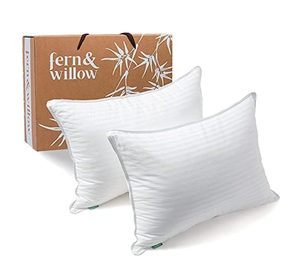 lot 209 image: LOT OF 2 Queen Size Fern and Willow Pillows for Sleeping, wLuxury Plush Cooling Gel for Side, Back & Stomach Sleepers
