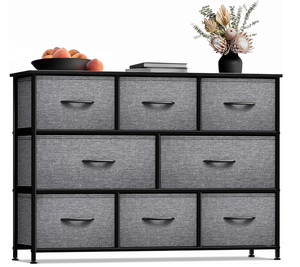 lot 215 image: Sorbus Dresser with 8 Drawers - Chest Organizer Unit with Steel Frame Wood Top & Handle Easy Pull Fabric Bins for Clothes