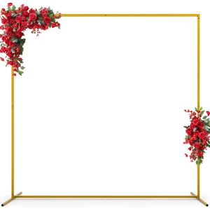lot 216 image: Gold Wedding Arches for Ceremony Square Backdrop Stand Metal Balloon Arch Stand Kit