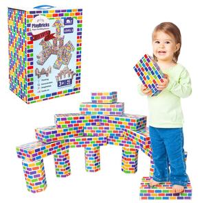 lot 217 image: Deluxe Jumbo Cardboard Blocks 42-Pack Extra-Thick Cardboard Building Blocks Mini Whale Paper Brick Toy