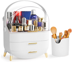 lot 226 image: Haturi Makeup Organizer, Skincare Organizers wBrush Holder, Cosmetics Organizer with Drawers, Waterproof