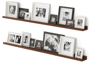 lot 246 image: LOT OF 2 Wallniture Denver Long Floating Shelves for Wall, Narrow Picture Ledge Shelf