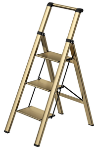 lot 256 image: 3 Step Ladder, Folding Step Stool with Wide Non-Slip Sturdy Treads and Convenient Handles