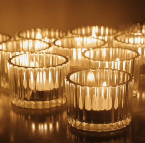 lot 258 image: LOT OF 24 Tealight Candle Holder, Glass Tea Lights Candle Holder for Birthday Decorations