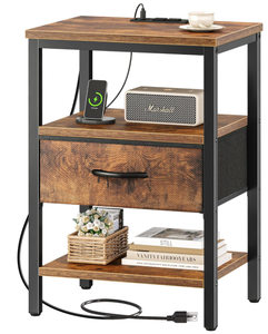 lot 317 image: SUPERJARE Nightstand with Charging Station
