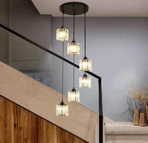 lot 323 image: Long Chandeliers for High Ceilings,Modern Crystal Pendant Light