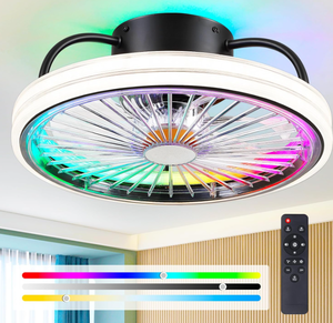 lot 331 image: Low Profile Ceiling Fan with Light - Modern Flush Mount Ceiling Fan,15