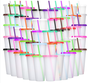 lot 376 image: 100 Pack Tumbler with Straw and Lid Bulk Water Bottle