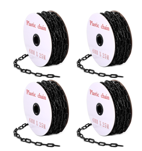 lot 383 image: 328 Feet Safety Chain Barrier 8 Roll Black Plastic Chain
