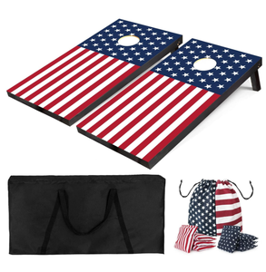 lot 389 image: PetGirl 4x 2 Stars & Stripes Flag Wood Cornhole Set