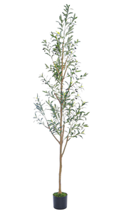 lot 392 image: 7.6FT (92) Olive Tree Tall Skinny Artificial Plants for Home Indoor