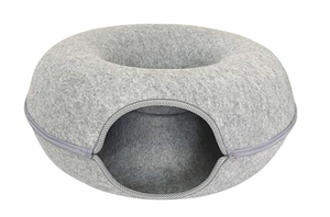 lot 398 image: POPETPOP Cat Bed Soft Felt Zipper Donut