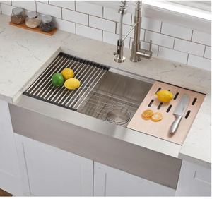 lot 48 image: VCCUCINE Farmhouse Sink, 33 Inch Stainless Steel  19D x 33W x 9H