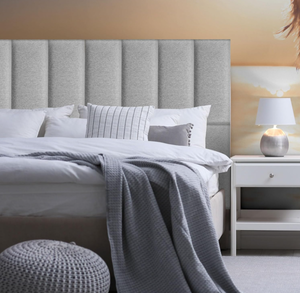 lot 51 image: Sintuff 12 Pcs Panels Upholstered Wall Mounted Headboard, 3D Soundproof Wall Panels Peel and Stick Headboards Sized 10 x 24 Inches, Grey