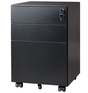 lot 56 image: DEVAISE Locking File Cabinet, 3 Drawer Rolling Pedestal