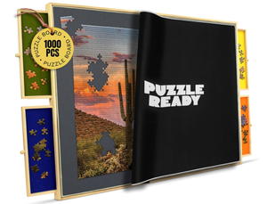 lot 189 image: Puzzle Board with Drawers & Cover Mat - 1000 Pieces Wooden Jigsaw Puzzle Table - 24x30