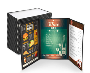 lot 287 image: WeChef 30 Pack Restaurant Menu Covers 8.5 x 14 Triple Fold