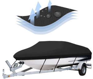 lot 455 image: 17-19ft Trailerable 600D Boat Covers, Heavy Duty Waterproof UV Marine Grade Oxford Fabric fits