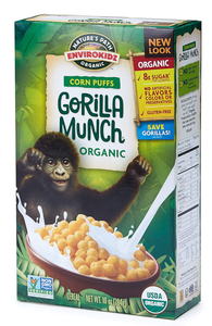 lot 481 image: LOT OF 36 EnviroKidz Gorilla Munch Organic Corn Puffs Cereal, 10 Ounce