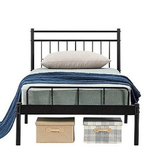 Metal Platform Twin Bed Frame - Black