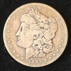 lot 10 image: 1891 Morgan Silver Dollar
