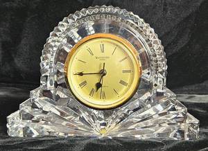 lot 28 image: Waterford Gold Faced Cottage Clock 5 H x 7.25 W (with Box)