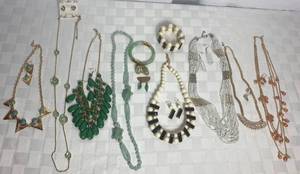 lot 51 image: Costume Jewelry Necklace Sets - 8 sets with earrings