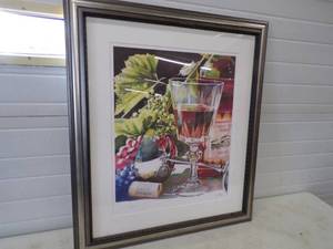 lot 60 image: Huge Framed Wine Art Print
