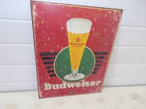 lot 69 image: Budweiser Metal Sign