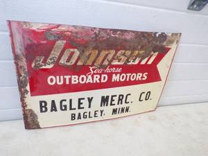 lot 79 image: Johnson Outboard Vintage Metal Sign
